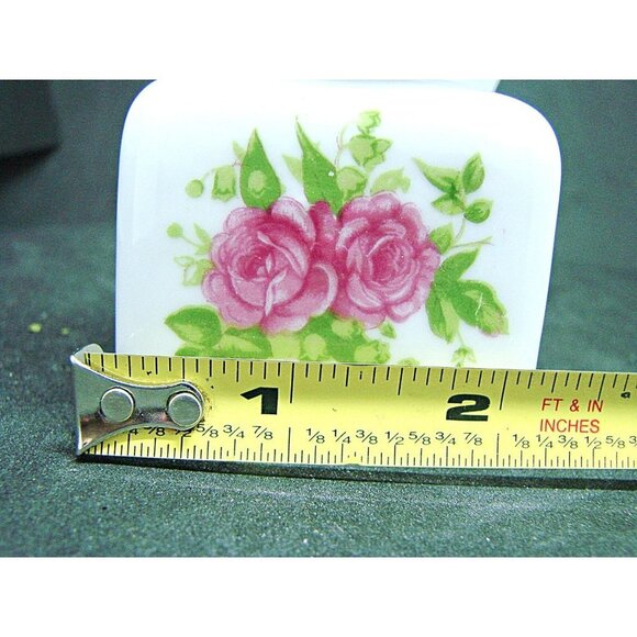 Vintage Hand Painted Floral Apothecary Trinket Ceramic Jar White Violet Flowers - Picture 8 of 10